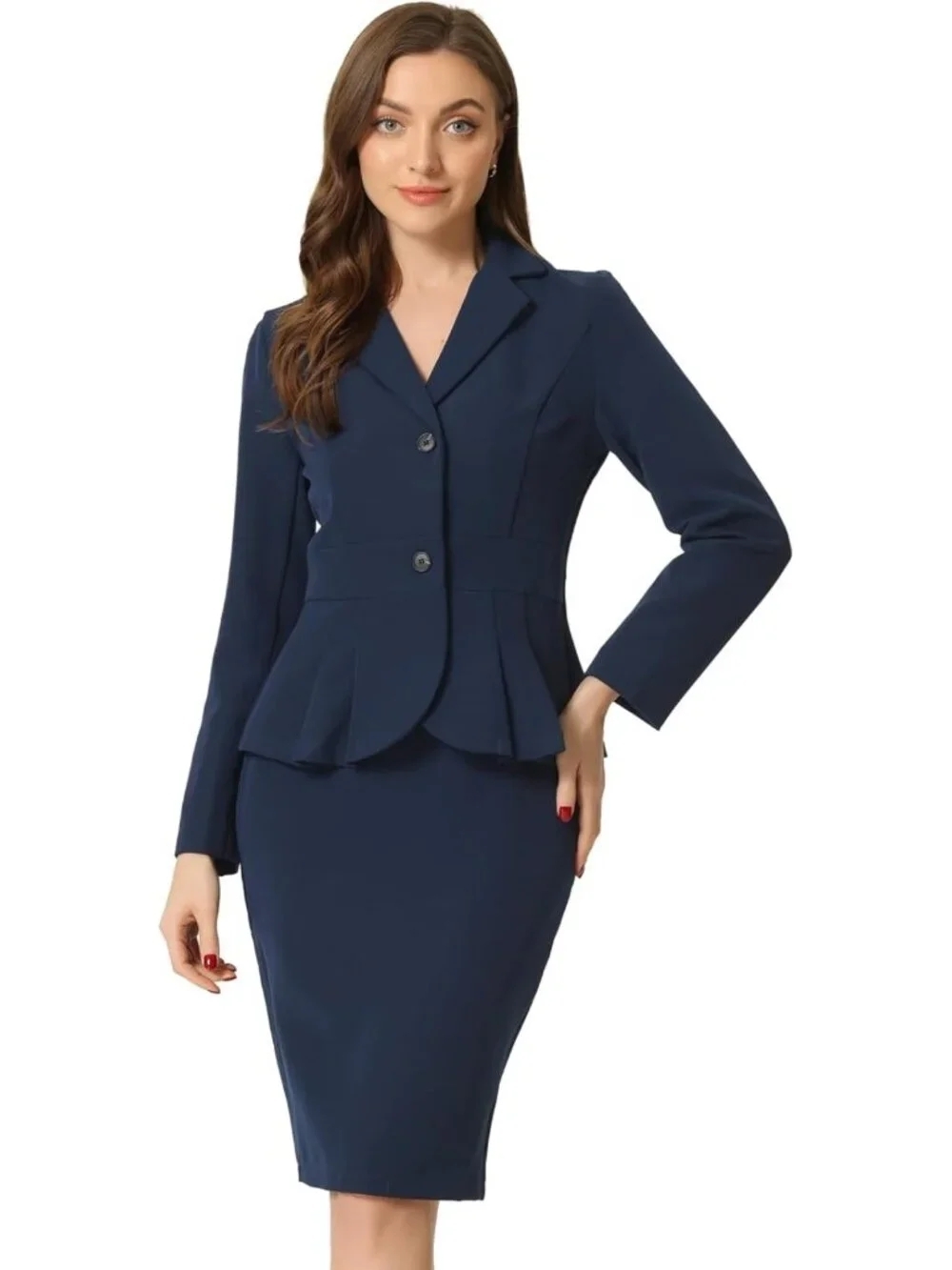 Chic 2-Piece Suit Set for Women | Blazer & Pencil Skirt | Formal Office Outfit